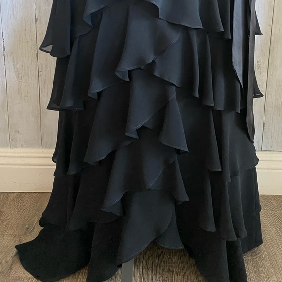 Teri Jon by Rickie Freeman Ruffle Tiered Silk Gown - Picture 10 of 16